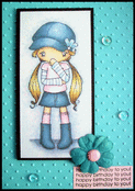 Petite fille &agrave; la casquette pour un anniversaire joyeux